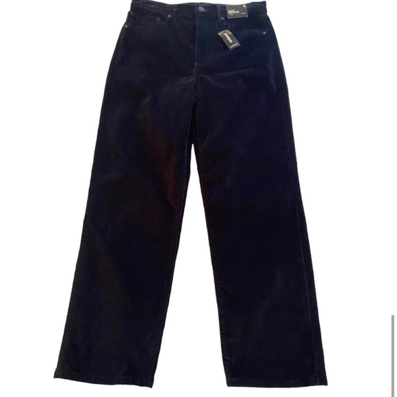 Express Super High Rise Straight Cropped Velvet Pants - Picture 6 of 9